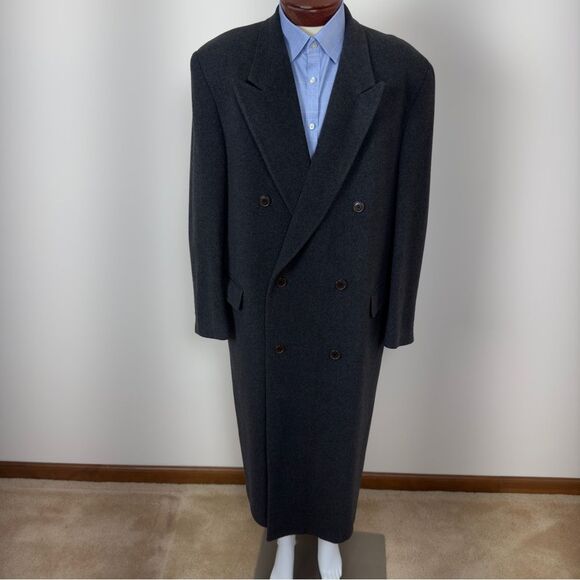 42R Valentino Uomo Cashmere Wool Double Button Long Trench Coat Gray - Picture 3 of 17